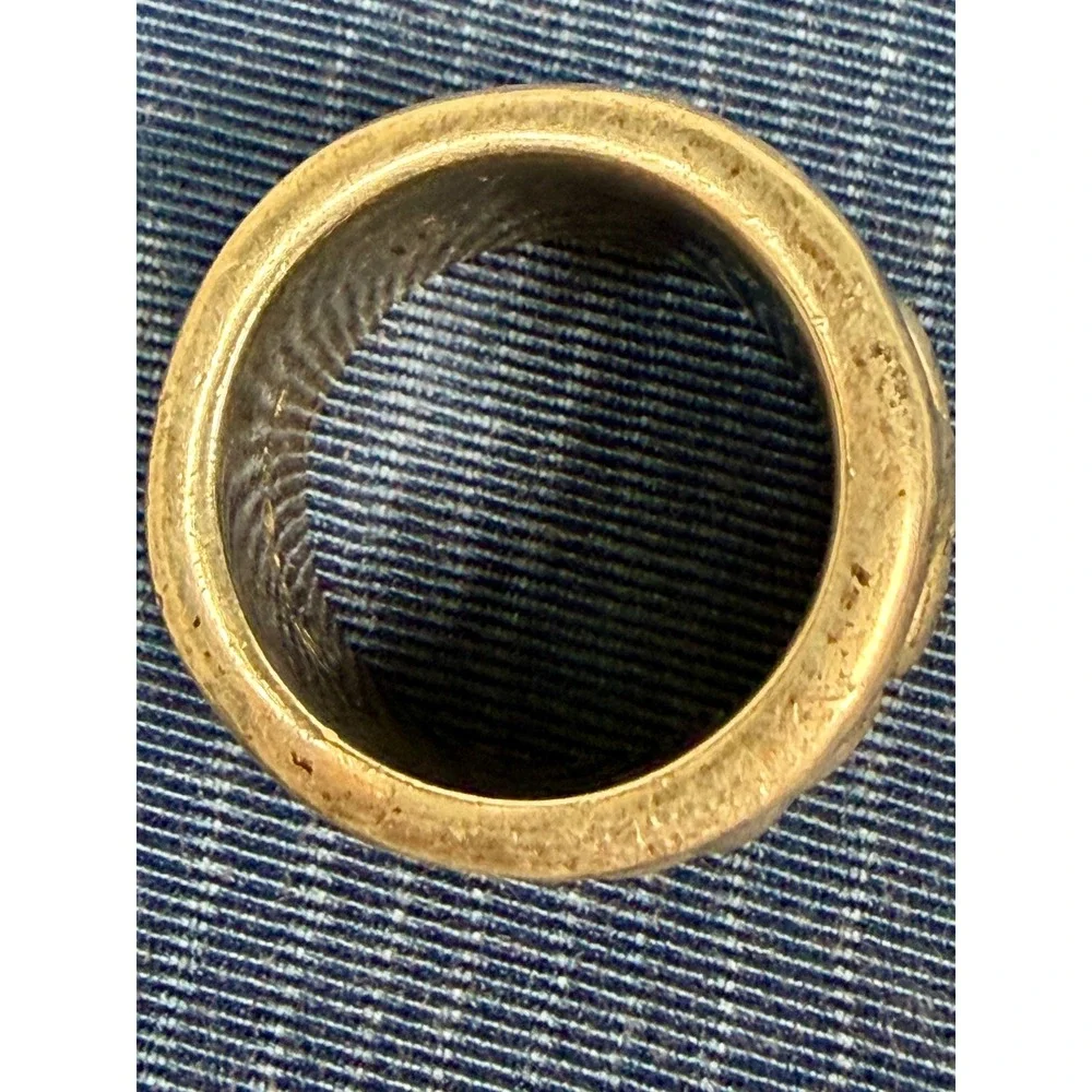 Stigma Fleur De Lis Men Ring Size 10 Silver Tone Wide Cigar Band Textured Biker